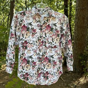 City Sport Vtg Womens Floral Button Up Shirt Shabby Chic Style Cotton-Size Small